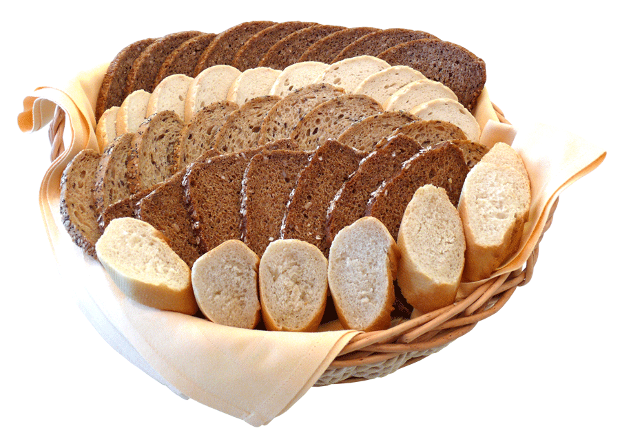 Brotkorb mit verschiedenen Brotsorten, Baguette, Brötchen...
