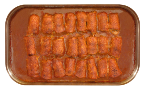 Hackfleischröllchen - herzhafte Karreescheiben, gefüllt mit Hackfleisch in Barbecue-Zwiebel-Soße Hackfleischröllchen - herzhafte Karreescheiben, gefüllt mit Hackfleisch in Barbecue-Zwiebel-Soße