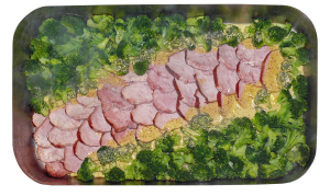Kasselerrücken auf Brokkoli mit Honig-Senf-Sauce Kasselerrücken auf Brokkoli mit Honig-Senf-Sauce